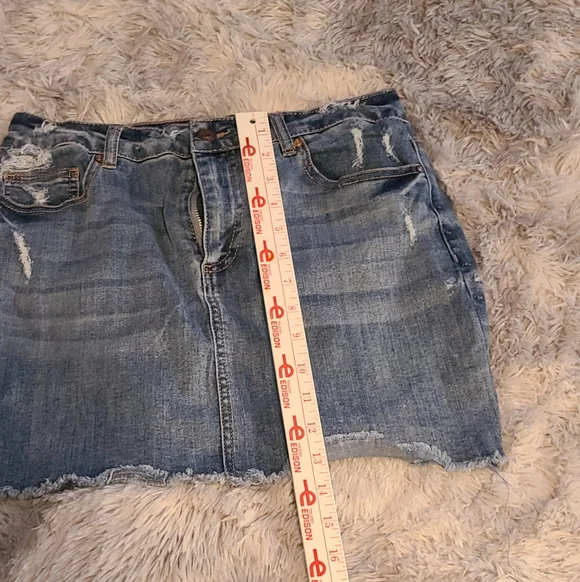 Ci Sono Blue Distressed Mini Skirt - Picture 6 of 10